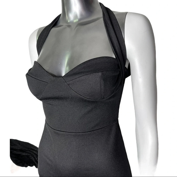 🛍️3/$40 Boohoo Little Black Dress Bodycon Strap Detail  Size 4 - Picture 4 of 6